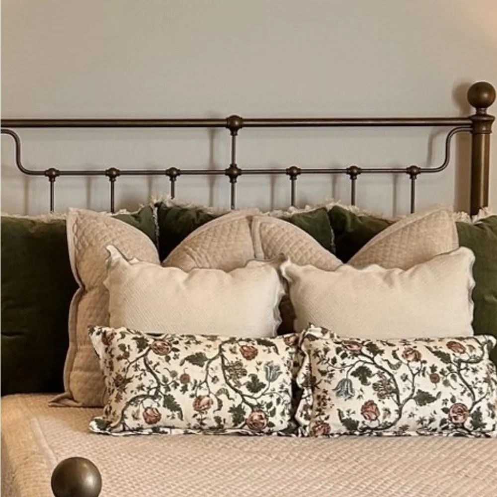Studio McGee Square Herringbone w/ Scalloped Edge Pillow Green-Threshold